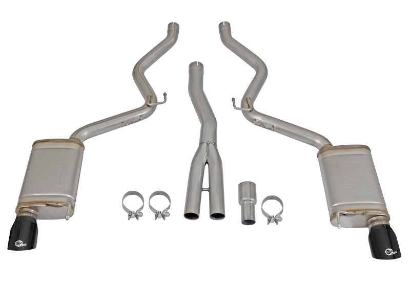 aFe MACHForce XP Exhausts Cat-Back SS-304 EXH w/ Black Tips 15-16 Ford Mustang EcoBoost 2.3L (t) Precision R