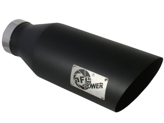 aFe MACHForce XP Exhausts Tips SS-304 EXH Tip 4In x 7Out x 18L Bolt-On (blk) Precision R