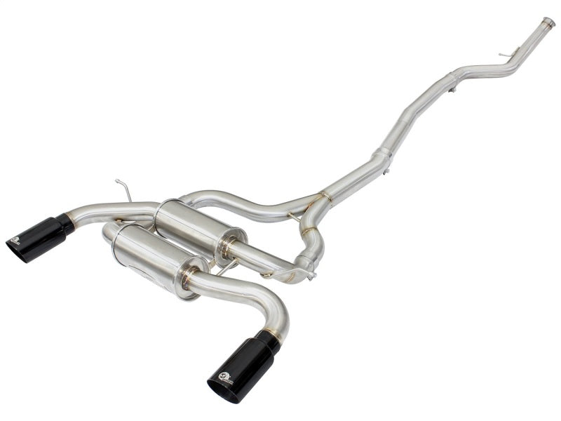 aFe MACHForce XP SS-304 Black Tip 2.5in Dia Cat Back Exhaust 12-14 BMW 335i (F30) 3.0L (t) Precision R