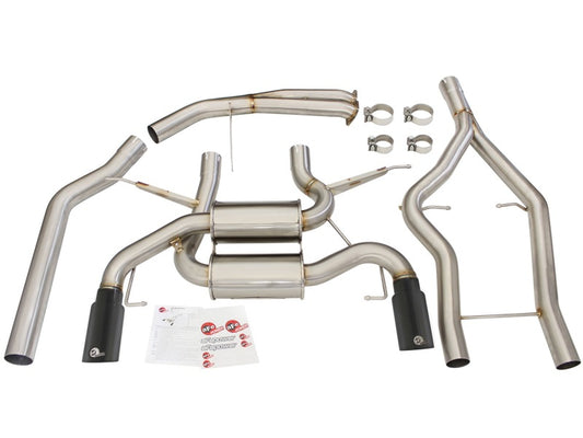 aFe MACHForce XP SS-304 Black Tip 3.0in-2.5in Dia Cat Back Exhaust 11-13 BMW 335i (E90/E92) 3.0L Precision R