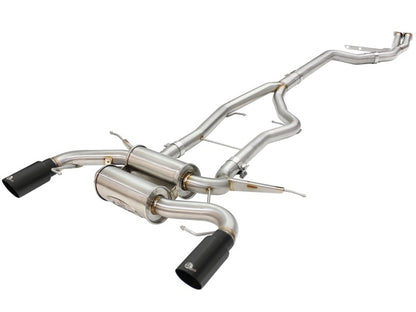 aFe MACHForce XP SS-304 Black Tip 3.0in-2.5in Dia Cat Back Exhaust 11-13 BMW 335i (E90/E92) 3.0L Precision R