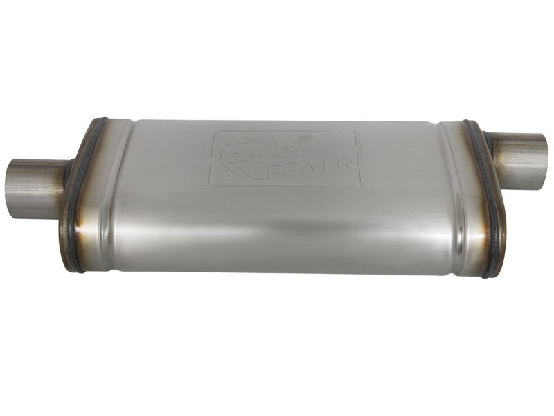 aFe MACHForce XP SS Muffler 2.5in Center Inlet / 2.5in Offset Outlet 18in L x 9in W x4in H Body Precision R