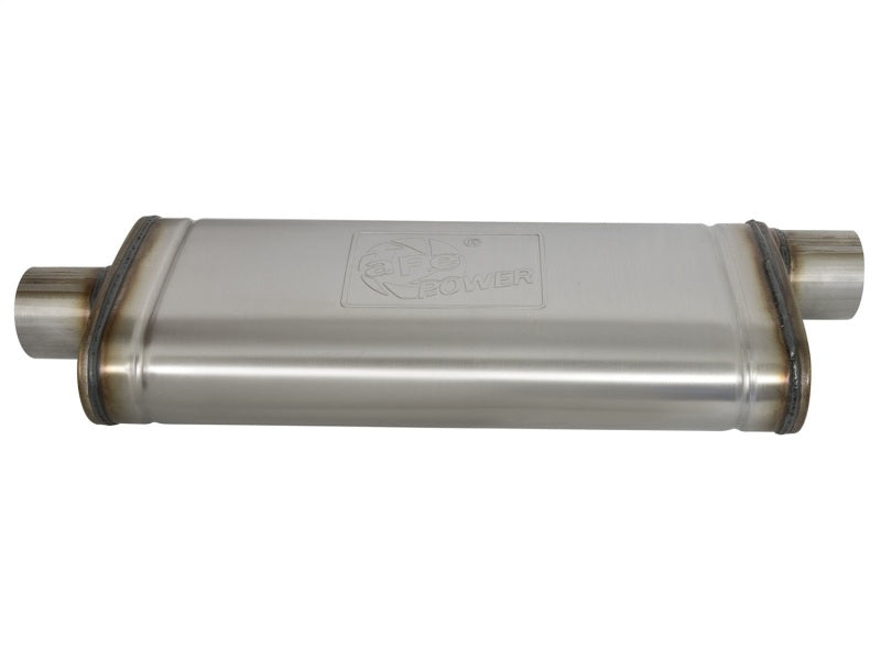 aFe MACHForce XP SS Muffler 3in Center Inlet / 3in Offset Outlet 22in L x 9in W x4in H Body Precision R