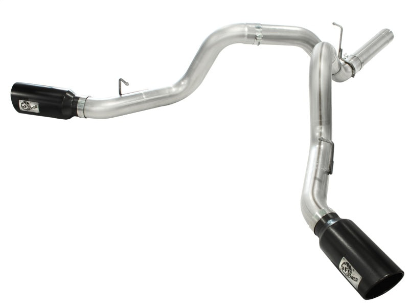 aFe MachForce XP Exhaust 4inch DP-Back All SS 2011-14 GM Diesel Trucks V8-6.6L LML Black Tips Precision R