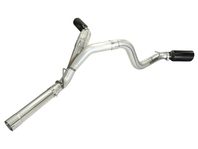 aFe MachForce XP Exhaust 4inch DP-Back All SS 2011-14 GM Diesel Trucks V8-6.6L LML Black Tips Precision R