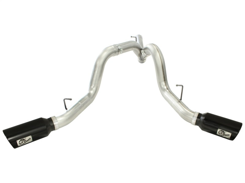 aFe MachForce XP Exhaust 4inch DP-Back All SS 2011-14 GM Diesel Trucks V8-6.6L LML Black Tips Precision R