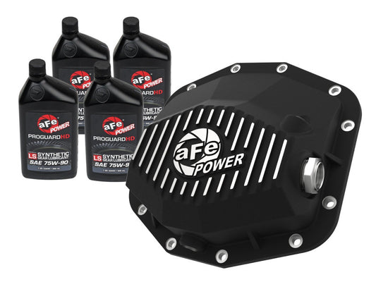 aFe POWER 21-22 Ram1500 TRX Hemi V8 6.2L PRO Series Rear Diff Cover Black w/Machined Fins & Gear Oil Precision R