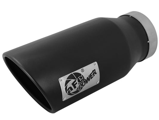 aFe POWER MACH Force-Xp 5in 304 Stainless Steel Exhaust Tip 5In x 7Out x15Lin Bolt-On Right-Blk Precision R