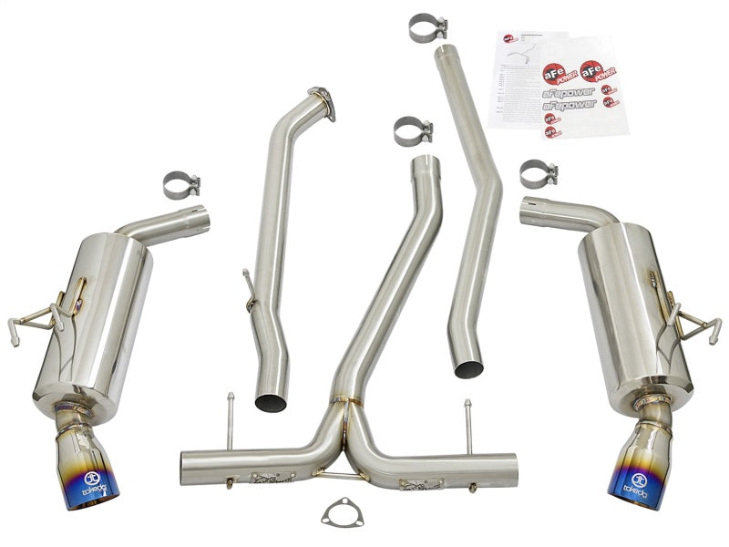 aFe POWER Takeda 16-17 Honda Civic I4-1.5L (t) 2.5-2.25in 304 SS CB Dual-Exit Exhaust Blue Tips Precision R