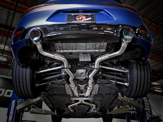 aFe POWER Takeda 2.5in 304 SS CB Exhaust w/ Blue Flame Tips 17-19 Infiniti Q60 V6-3.0L (tt) Precision R