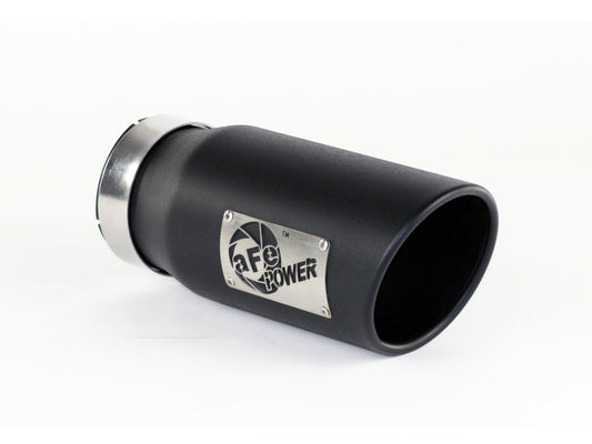 aFe Power Diesel Exhaust Tip Black- 4 in In x 5 out X 12 in Long Bolt On (Right) Precision R