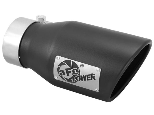 aFe Power Gas Exhaust Tip Black- 3 in In x 4.5 out X 9 in Long Bolt On (Black) Precision R