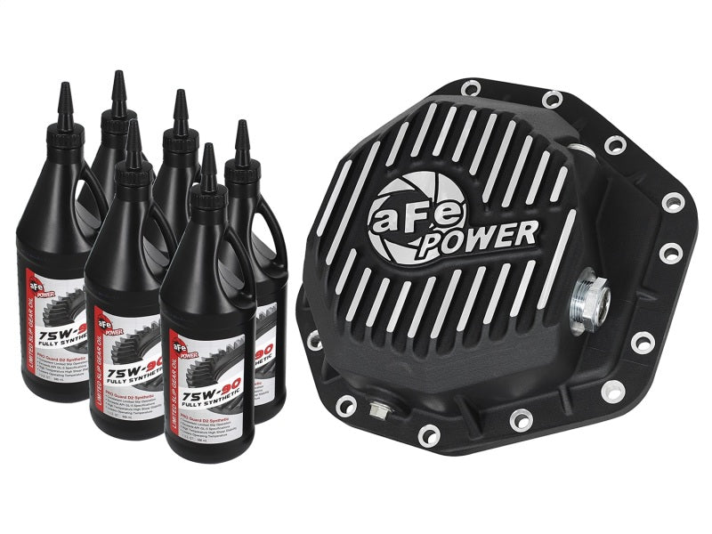 aFe Power Pro Series Rear Differential Cover Black w/Machined Fins 17-19 Ford Diesel Trucks V8-6.7L Precision R