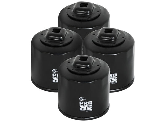 aFe Pro GUARD D2 Oil Filter 02-17 Nissan Cars L4/ 04-17 Subaru Cars H4 (4 Pack) Precision R