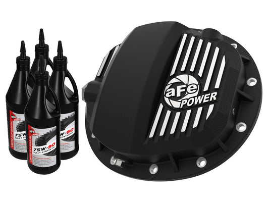 aFe Pro Series GMCH 9.5 Rear Diff Cover Black w/Mach Fins & Gear Oil 19-20 GM Silverado/Sierra 1500 Precision R