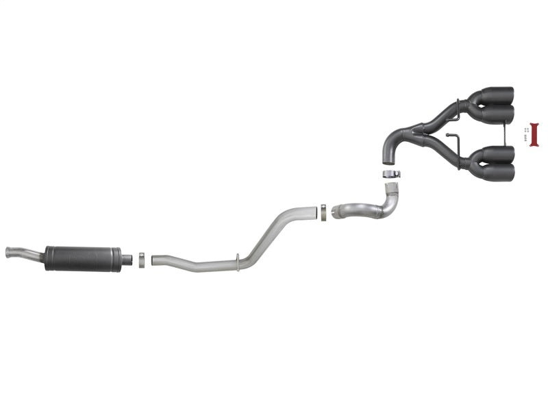 aFe Rebel Series 2.5in. 304 SS C/B Exhaust System 2018 Jeep Wrangler (JL) V6-3.6L - Black Tip Precision R