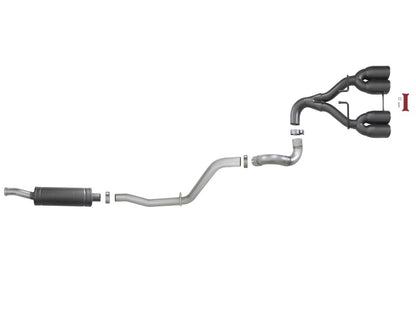 aFe Rebel Series 2.5in. 304 SS C/B Exhaust System 2018 Jeep Wrangler (JL) V6-3.6L - Black Tip Precision R