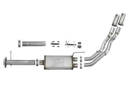 aFe Rebel Series 3in. to 2.5in. 409 SS C/B Exhaust 11-14 Ford F-150 V6-3.5L (tt) - Polished Tip Precision R