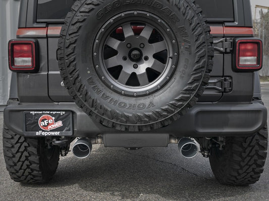 aFe Rebel Series 409 Stainless Steel Cat-Back Exhaust 18-21 Jeep Wrangler JL 2.0L (t) - Black Tip Precision R