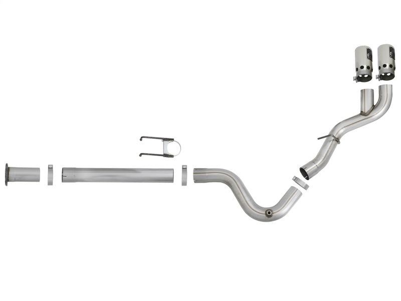 aFe Rebel XD 4in SS Down-Pipe Back Exhaust w/Dual Polished Tips 17-18 Ford Diesel Trucks V8-6.7L(td) Precision R