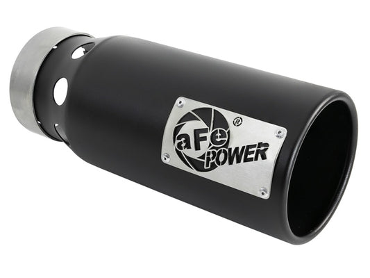 aFe SATURN 4S 4in SS Intercooled Exhaust Tip - Black 4in In x 5in Out x 12in L Bolt-On Precision R