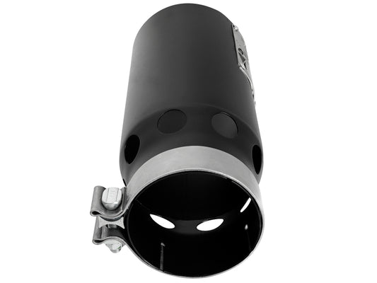 aFe SATURN 4S 4in SS Intercooled Exhaust Tip - Black 4in In x 5in Out x 12in L Bolt-On Precision R