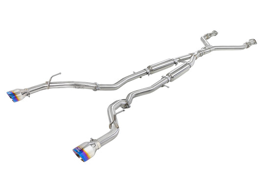 aFe Takeda 2.5in 304 SS Cat-Back Exhaust System w/ Blue Flame Tips 16-18 Infiniti Q50 V6-3.0L (tt) Precision R