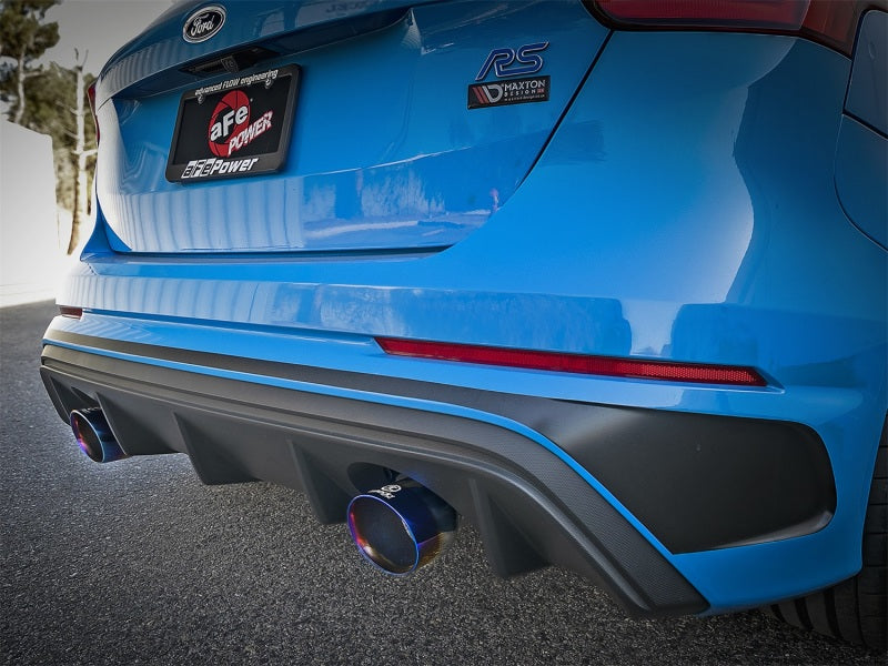 aFe Takeda 3in 304 SS Axle-Back Exhaust System w/ Blue Flame Tip 16-18 Ford Focus RS 2.3L (t) Precision R