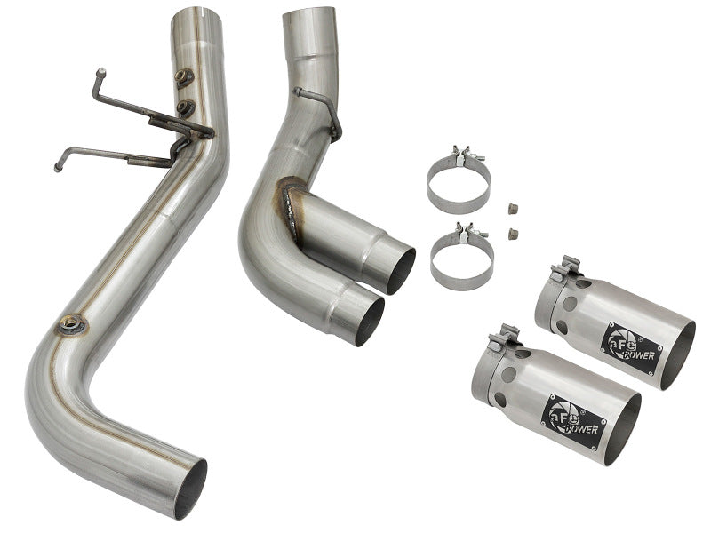 aFe Victory Series 4in 409-SS DPF-Back Exhaust w/ Dual Polished Tips 2017 GM Duramax V8-6.6L(td) L5P Precision R