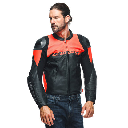 Dainese Racing 4 Leather Jacket Perforated Black/Fluorescent Red Size - 50