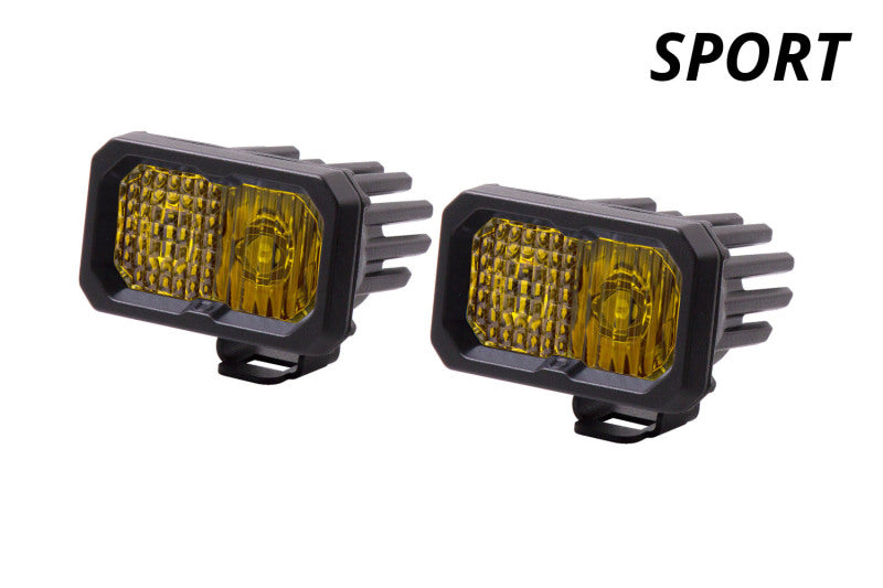 Diode Dynamics Stage Series 2 In LED Pod Sport - Yellow Flood Standard ABL (Pair)