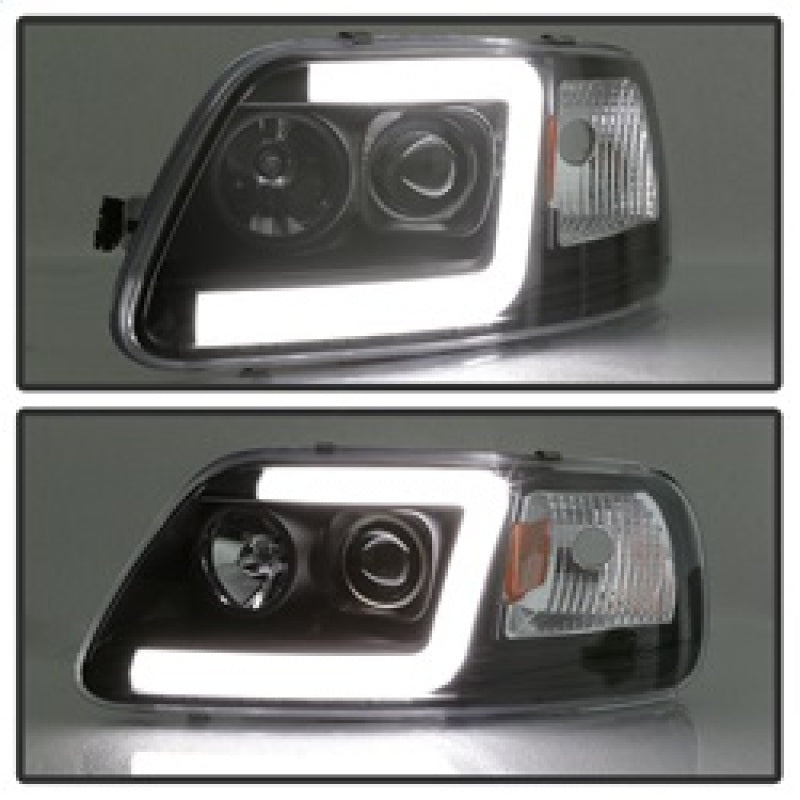 Spyder 97-03 Ford F-150 (After 6/1997) Light Bar Projector Headlights - Blk (PRO-YD-FF15097V2-LB-BK)