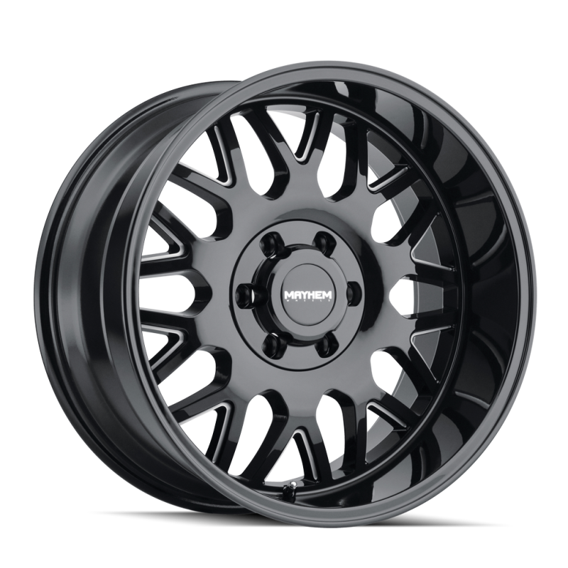 Mayhem 8110 Tripwire 20x9 / 6x139.7 BP / 0mm Offset / 106mm Hub Black w/ Milled Spokes Wheel