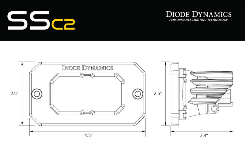 Diode Dynamics Stage Series 2 In LED Pod Sport - Yellow Fog Flush ABL (Pair)