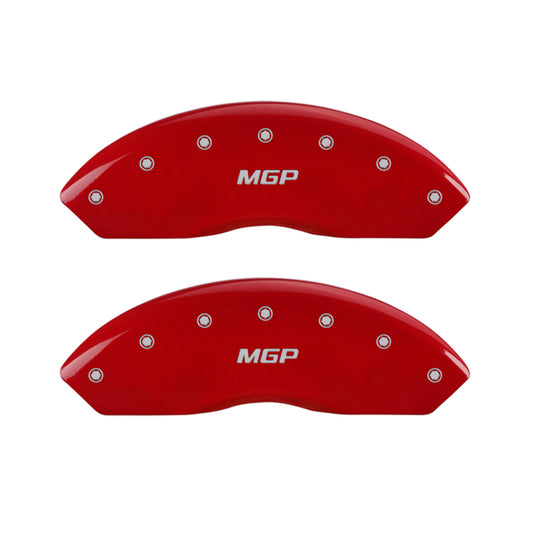 MGP 4 Caliper Covers Engraved Front & Rear MGP Red Finish Silver Char 2017 Toyota Corolla iM