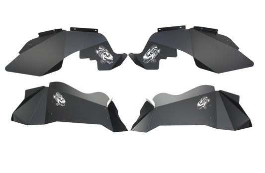 Fishbone Offroad 07-18 Jeep Wrangler JK Logo Aluminum Inner Fenders - Black Powdercoat