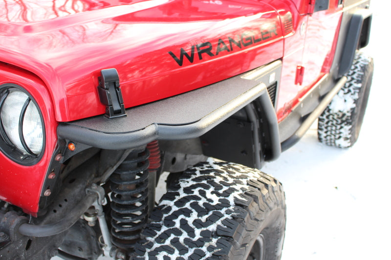 Fishbone Offroad 97-06 Jeep Wrangler TJ Steel Tube Fenders Rear 3In Flare - Blk Textured Powdercoat