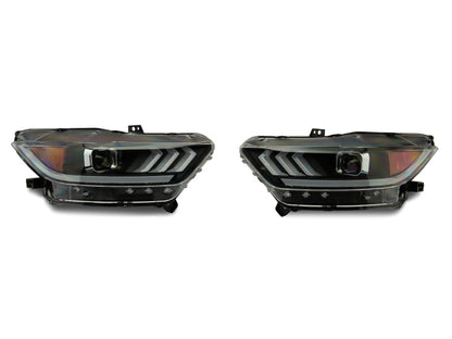 Raxiom 15-17 Ford Mustang Projector Headlights OEM HID Bulbs- Black Housing (Clear Lens)