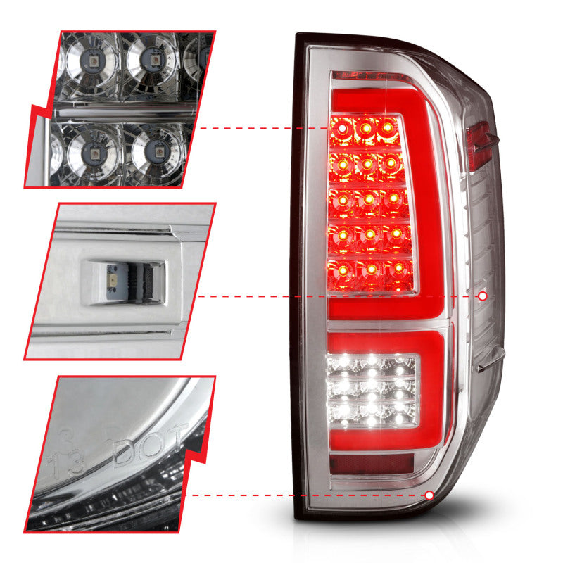 ANZO 2014-2021 Toyota Tundra LED Taillights Chrome Housing/Clear Lens