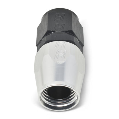 Russell Performance -10 AN Black/Silver Straight Full Flow Hose End