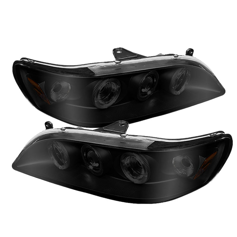 Spyder Honda Accord 98-02 1PC Projector Headlights LED Halo Amber Reflctr Blk PRO-YD-HA98-AM-BK