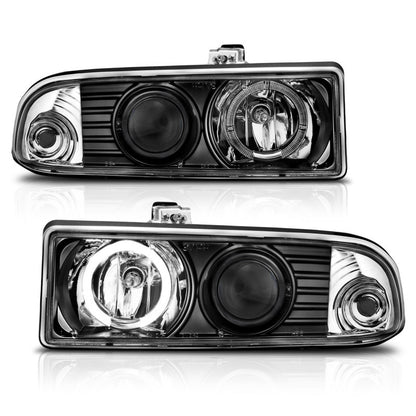 ANZO 1998-2005 Chevrolet S-10 Projector Headlights w/ Halo Black