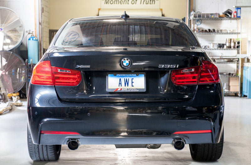 AWE Tuning BMW F3X 335i/435i Touring Edition Axle-Back Exhaust - Diamond Black Tips (90mm) - Precision R