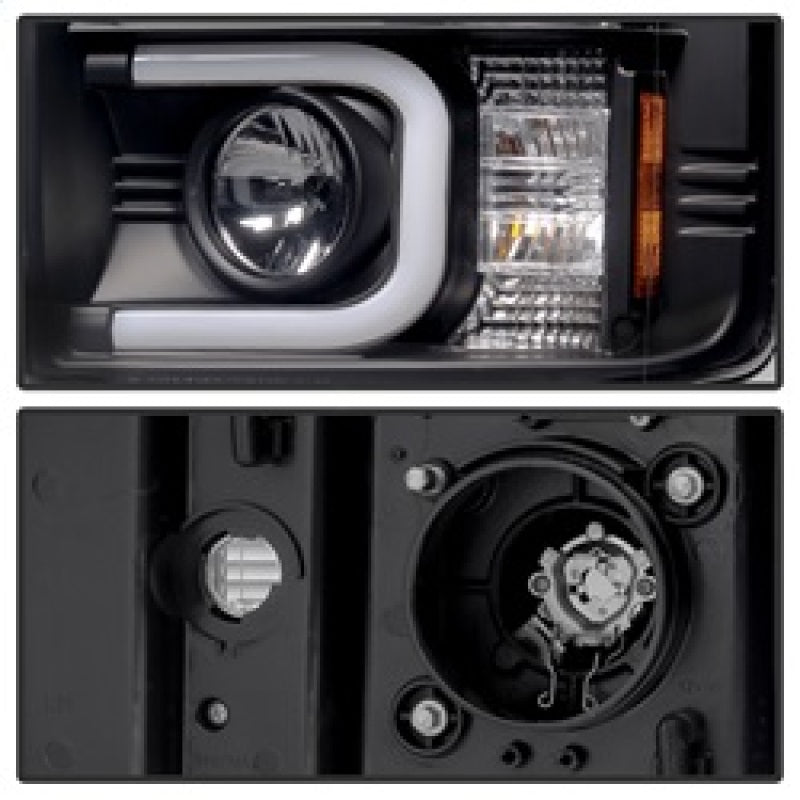 Spyder Chevy Silverado 2014-16 2500 HD Projector Headlights Light Bar DRL Blk PRO-YD-CSHD14-LBDRL-BK