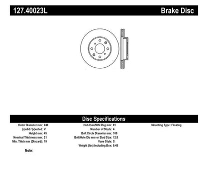 StopTech 96-00 Honda Civic DX/HX Coupe/90-00 Civic DX/LX Sedan Slotted & Drilled Left Front Rotor