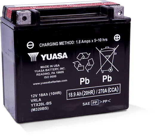 Yuasa YTX20L-BS Maintenance Free AGM 12 Volt Battery (Bottle Supplied)