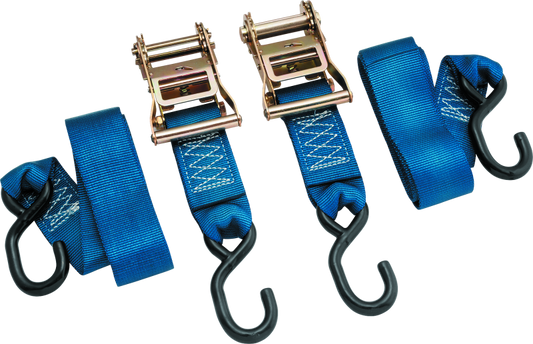 BikeMaster 2x84in Ratchet Tiedown Pair - Blue