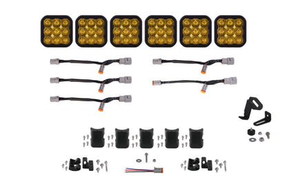 Diode Dynamics SS5 Pro Universal CrossLink 6-Pod Lightbar - Yellow Driving