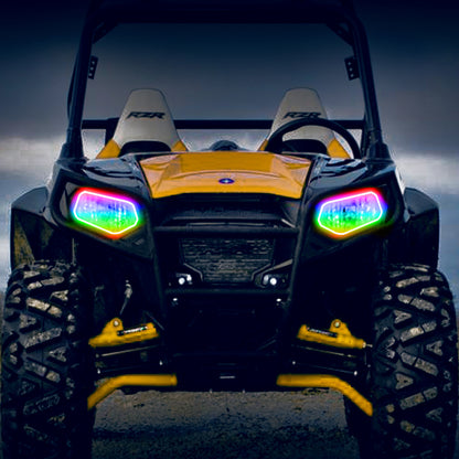 Oracle 08-19 Polaris RZR 570/800/900 Dynamic RGB+W Headlight Halo Kit - - Dynamic SEE WARRANTY