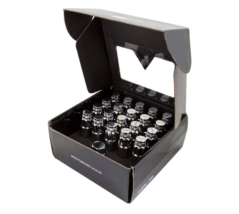 NRG 700 Series M12 X 1.5 Steel Lug Nut w/Dust Cap Cover Set 21 Pc w/Locks & Lock Socket - Silver